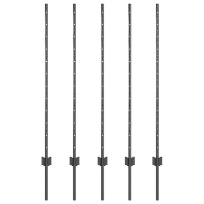 Zaunpfosten 10 pcs Grau 120 cm Stahl