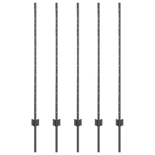 Zaunpfosten 10 pcs Grau 120 cm Stahl