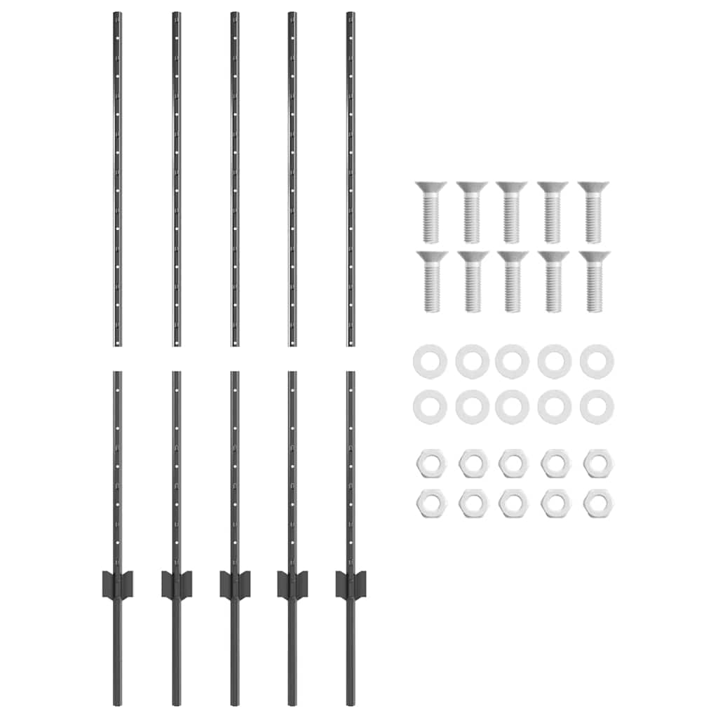 Zaunpfosten 10 pcs Grau 120 cm Stahl