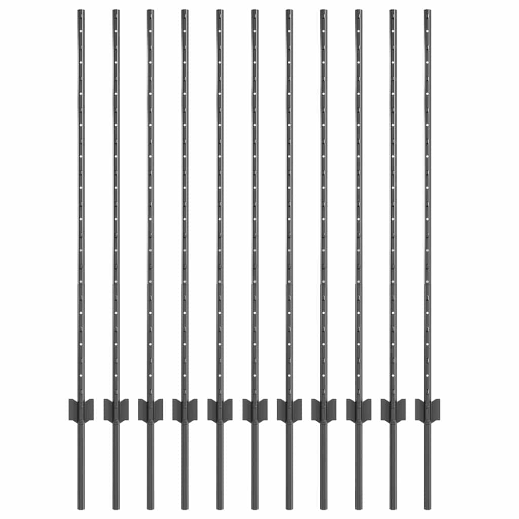 Zaunpfosten 22 pcs Grau 120 cm Stahl