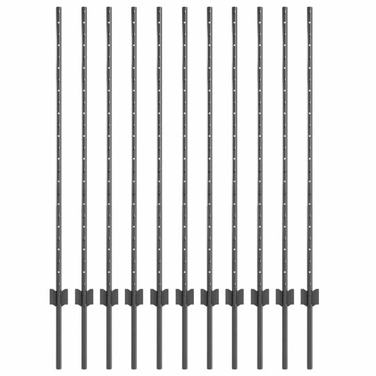 Zaunpfosten 22 pcs Grau 120 cm Stahl