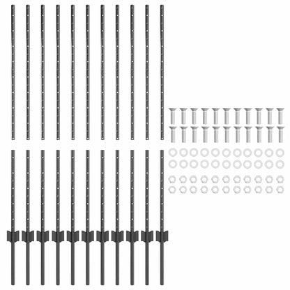 Zaunpfosten 22 pcs Grau 120 cm Stahl