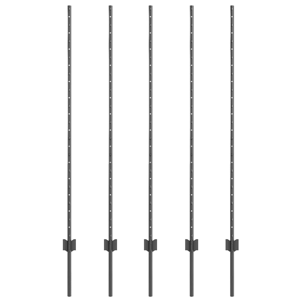 Zaunpfosten 10 pcs Grau 140 cm Stahl