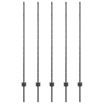 Zaunpfosten 10 pcs Grau 140 cm Stahl