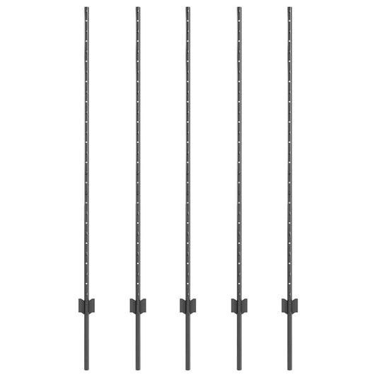 Zaunpfosten 10 pcs Grau 140 cm Stahl