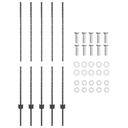 Zaunpfosten 10 pcs Grau 140 cm Stahl