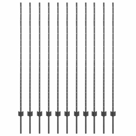 Zaunpfosten 22 pcs Grau 150 cm Stahl