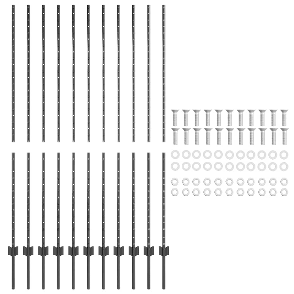 Zaunpfosten 22 pcs Grau 150 cm Stahl