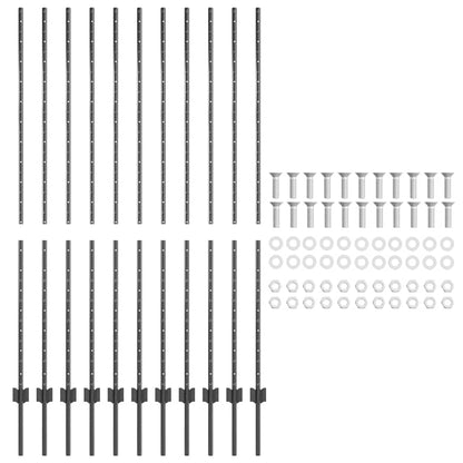 Zaunpfosten 22 pcs Grau 150 cm Stahl