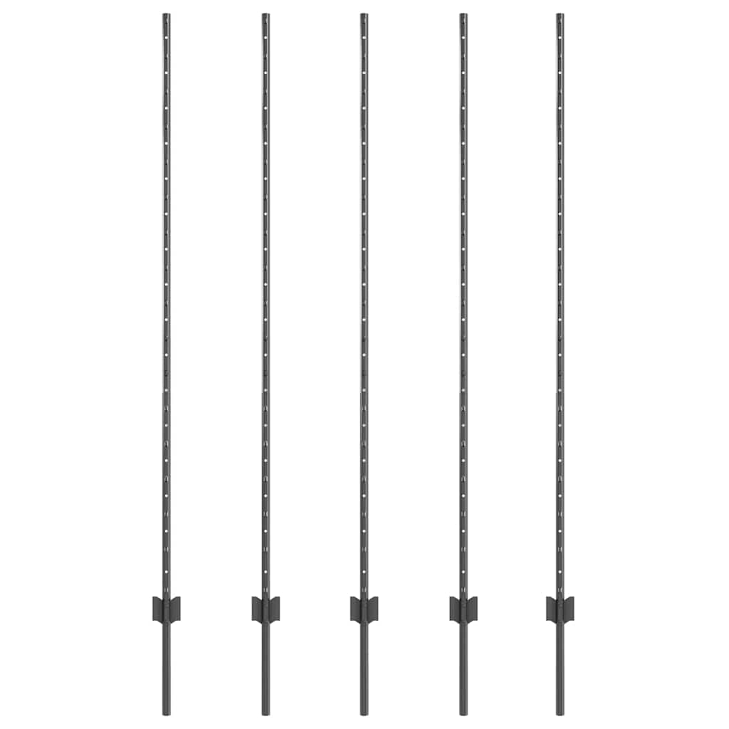 Zaunpfosten 10 pcs Grau 160 cm Stahl
