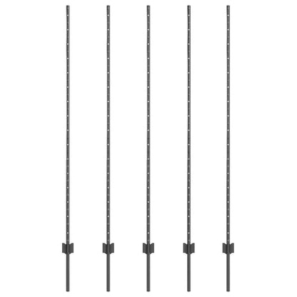 Zaunpfosten 10 pcs Grau 160 cm Stahl