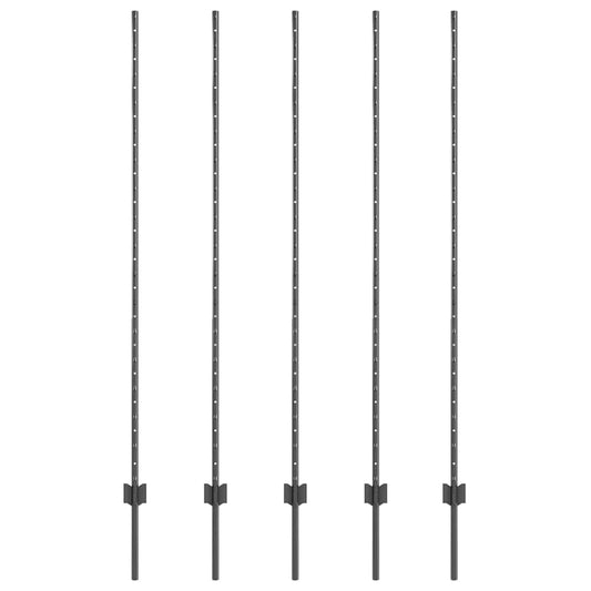 Zaunpfosten 10 pcs Grau 160 cm Stahl