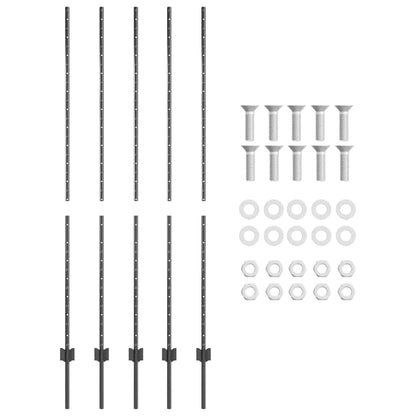 Zaunpfosten 10 pcs Grau 160 cm Stahl