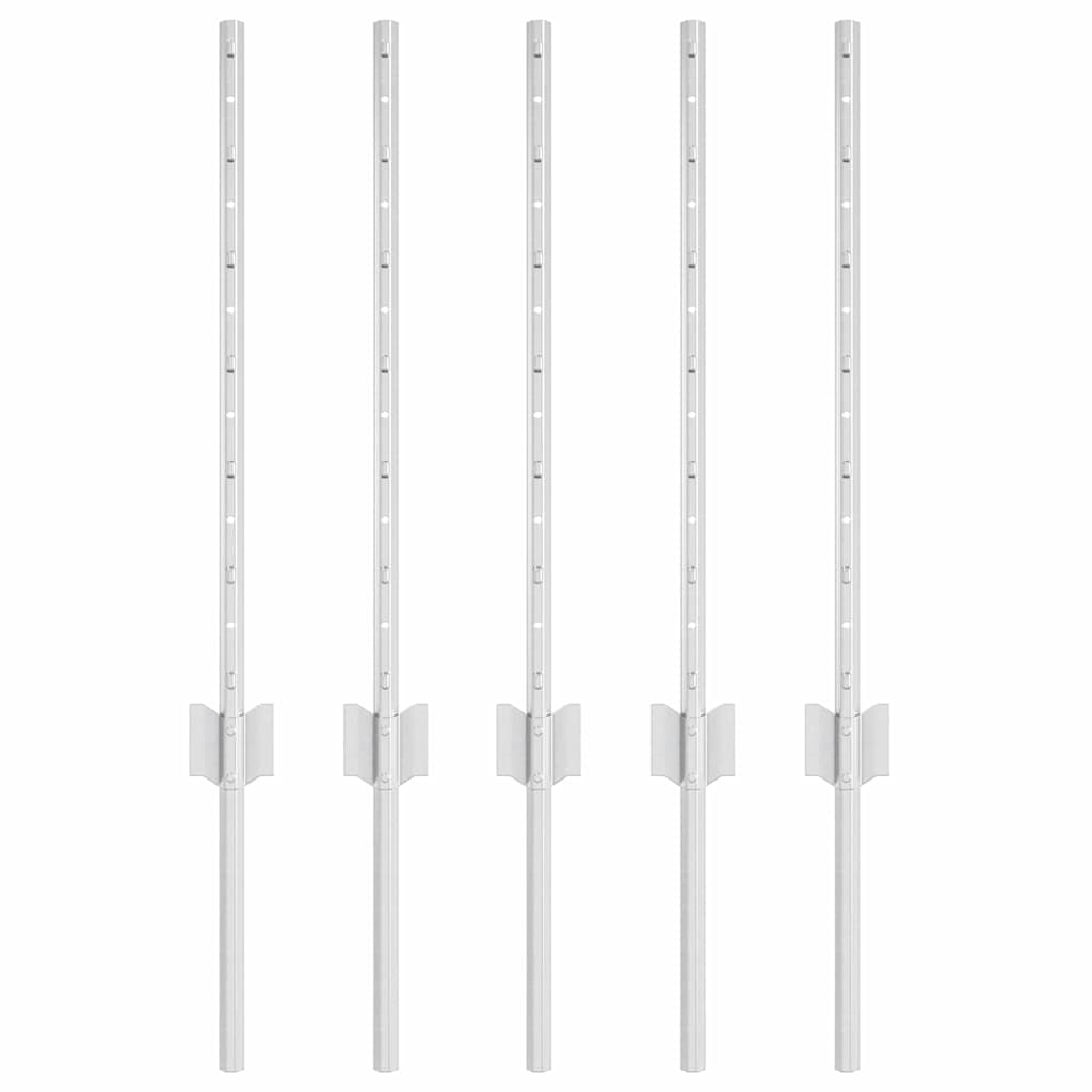 Zaunpfosten 5 pcs Silber 60 cm Verzinkter Stahl