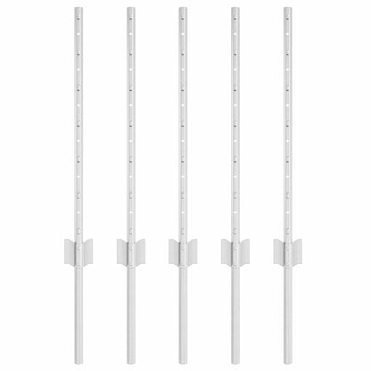 Zaunpfosten 5 pcs Silber 60 cm Verzinkter Stahl