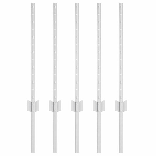 Zaunpfosten 5 pcs Silber 60 cm Verzinkter Stahl