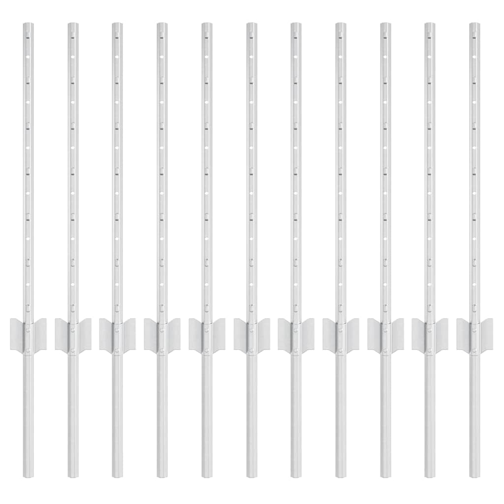 Zaunpfosten 11 pcs Silber 60 cm Verzinkter Stahl