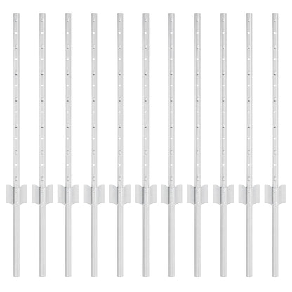 Zaunpfosten 11 pcs Silber 60 cm Verzinkter Stahl