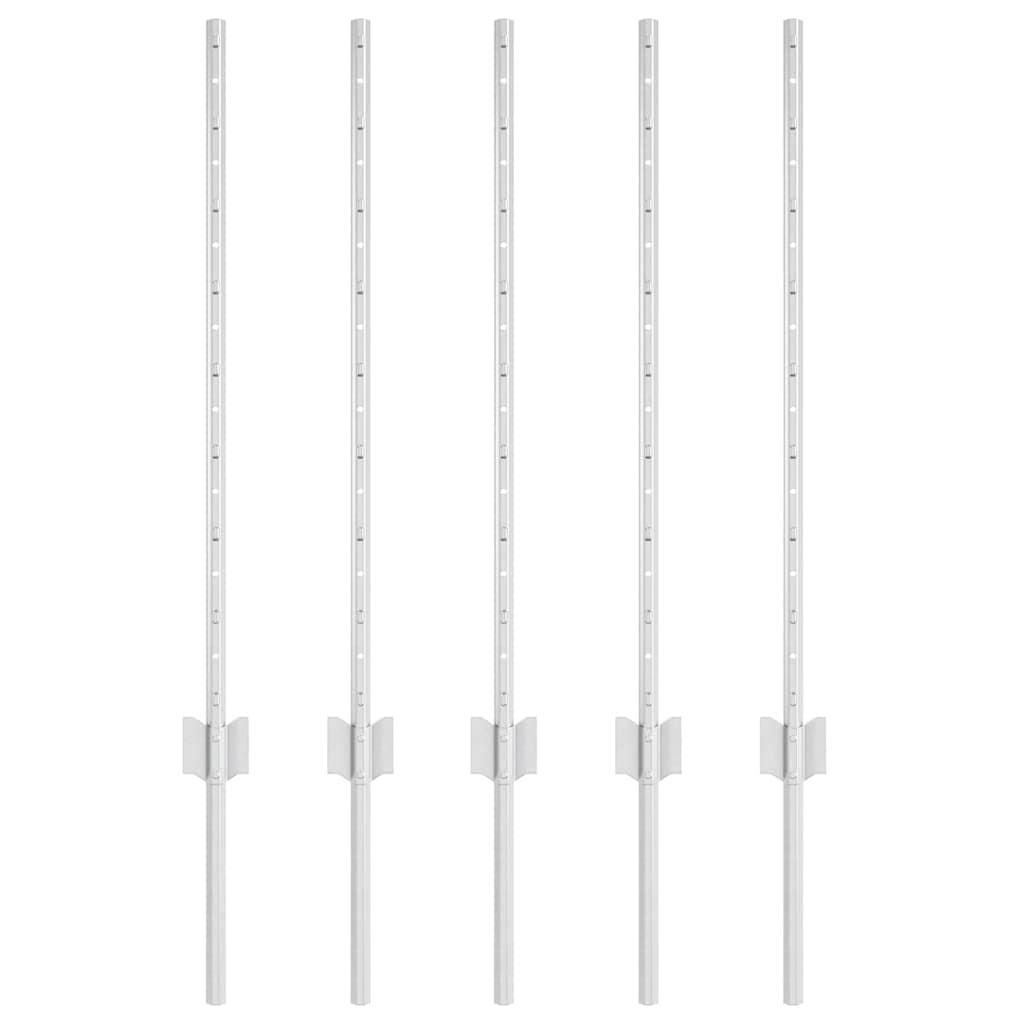 Zaunpfosten 5 pcs Silber 80 cm Verzinkter Stahl