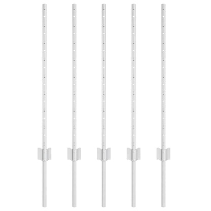 Zaunpfosten 5 pcs Silber 80 cm Verzinkter Stahl