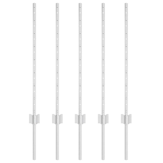 Zaunpfosten 5 pcs Silber 80 cm Verzinkter Stahl