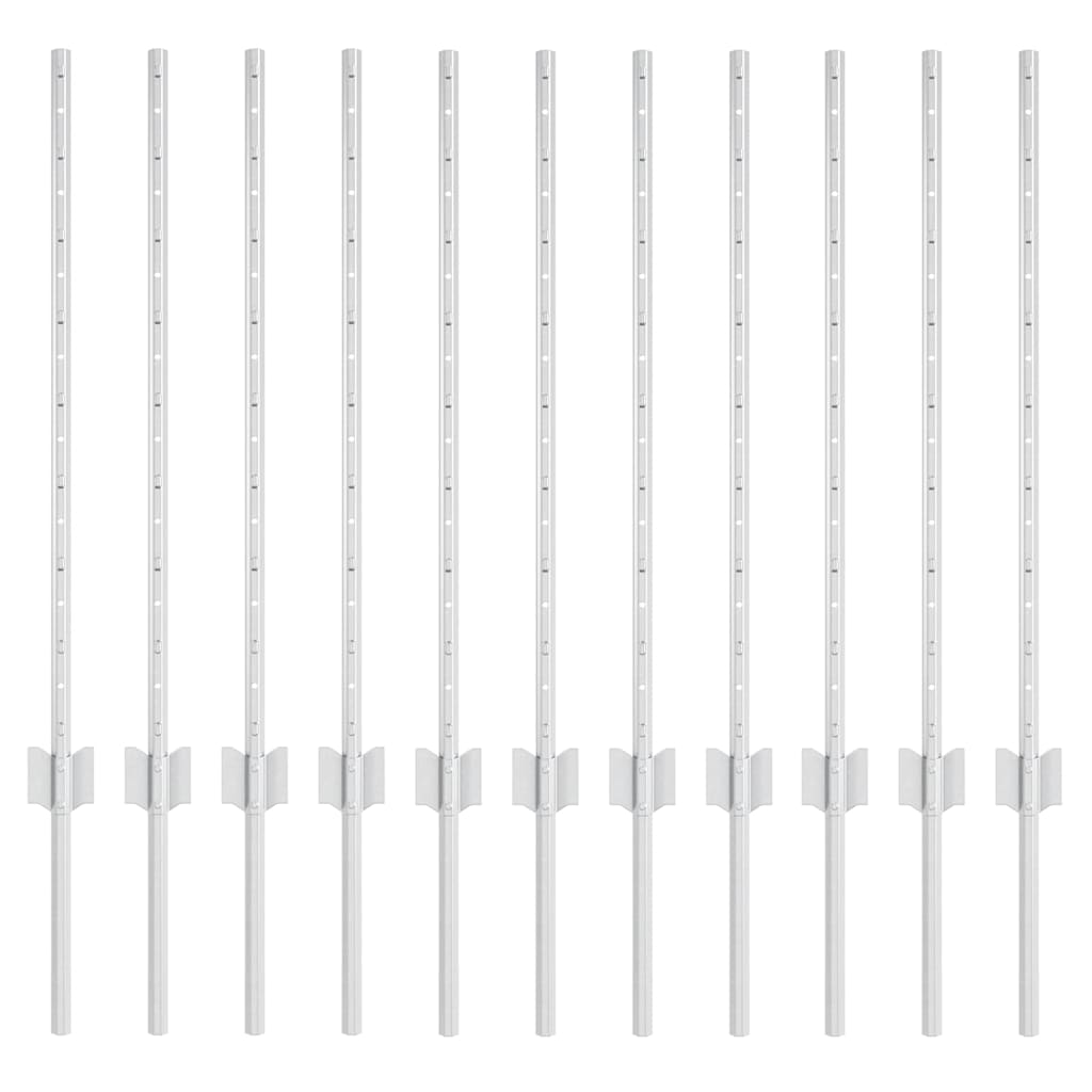 Zaunpfosten 11 pcs Silber 80 cm Verzinkter Stahl