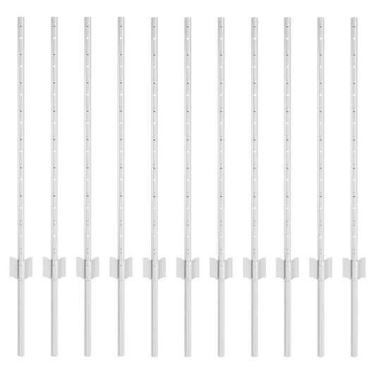 Zaunpfosten 11 pcs Silber 80 cm Verzinkter Stahl
