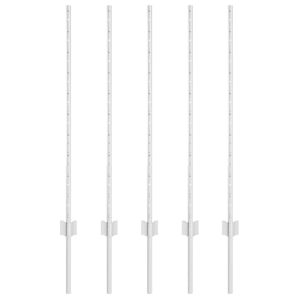 Zaunpfosten 10 pcs Silber 100 cm Verzinkter Stahl