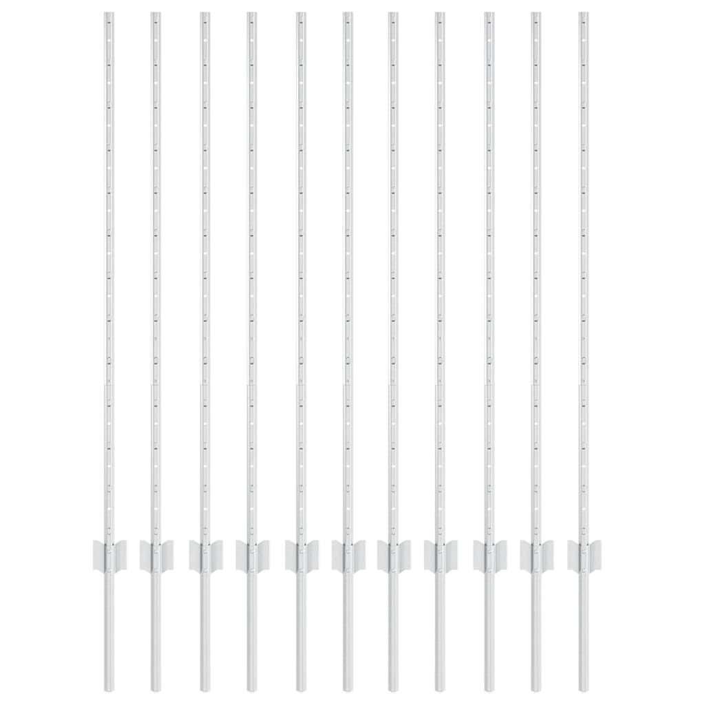 Zaunpfosten 22 pcs Silber 120 cm Verzinkter Stahl