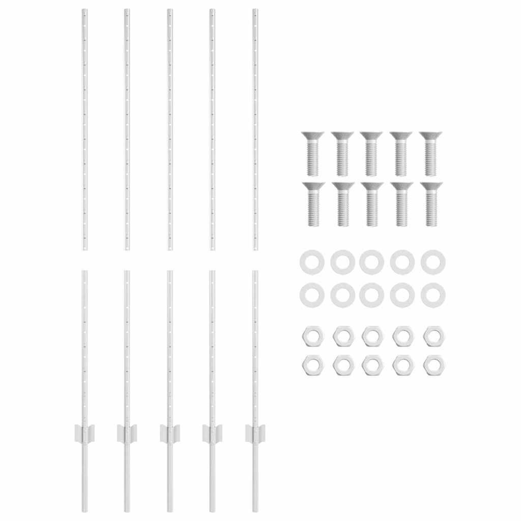 Zaunpfosten 10 pcs Silber 140 cm Verzinkter Stahl