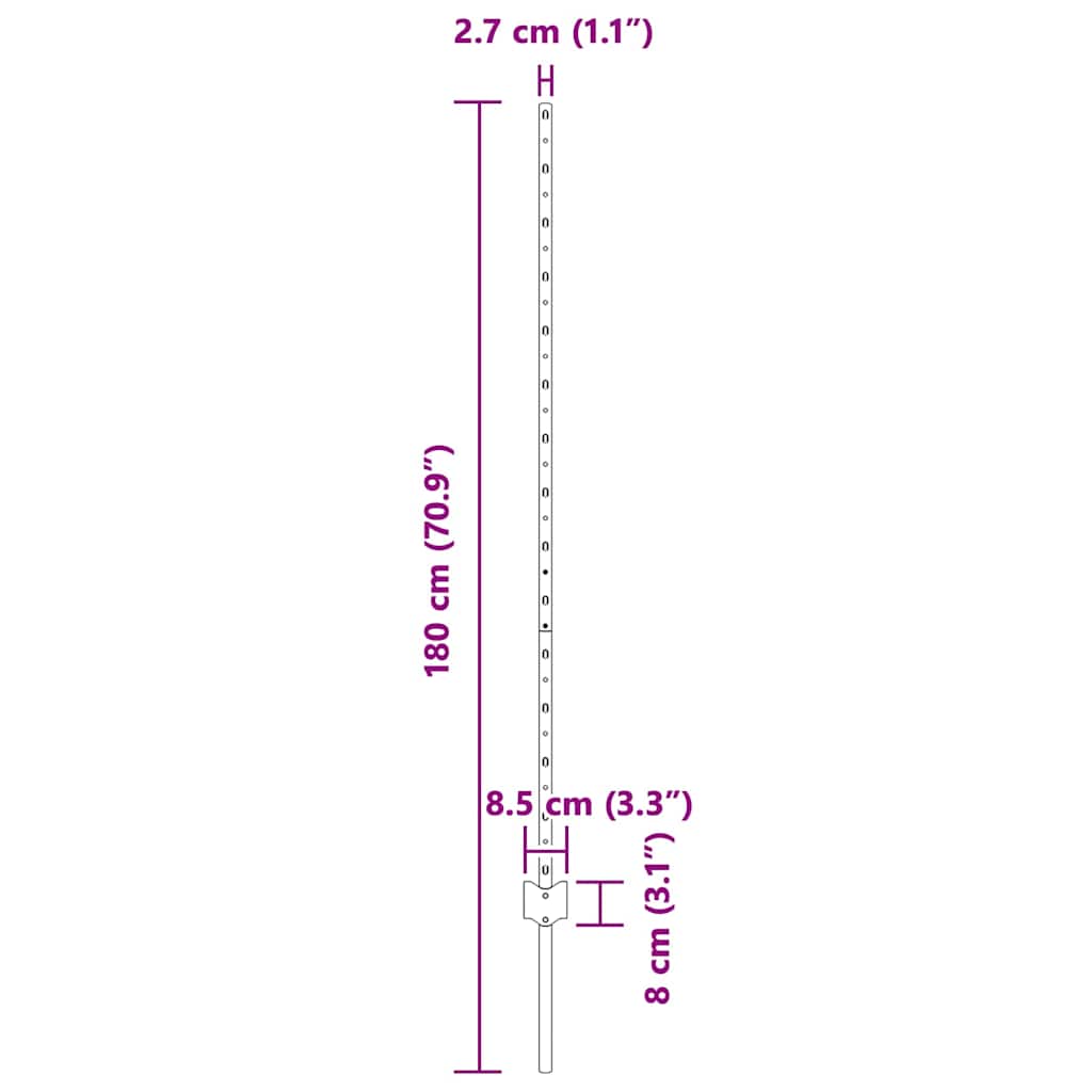 Zaunpfosten 10 pcs Silber 140 cm Verzinkter Stahl