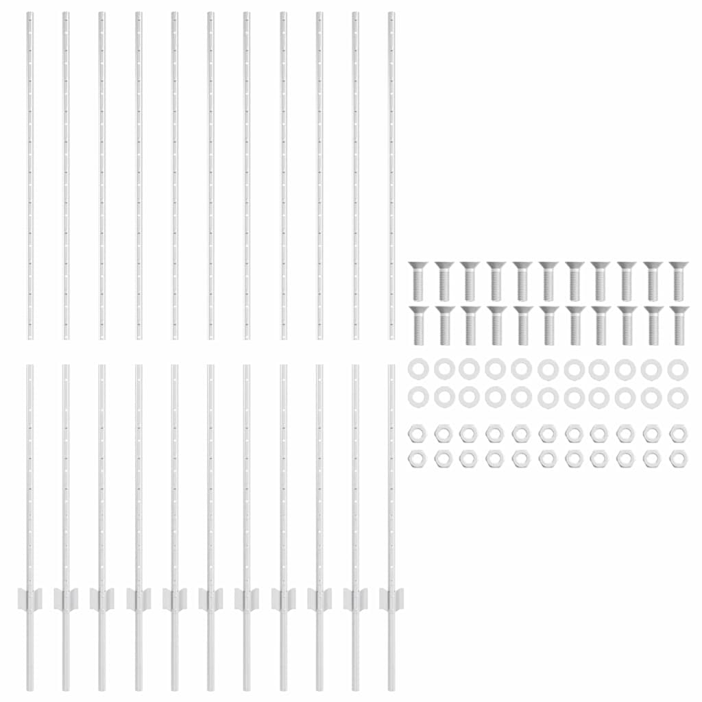 Zaunpfosten 22 pcs Silber 150 cm Verzinkter Stahl