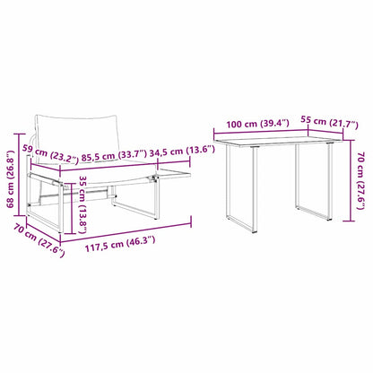 Garten Essgruppe 2 pcs Hellgrau Stahl