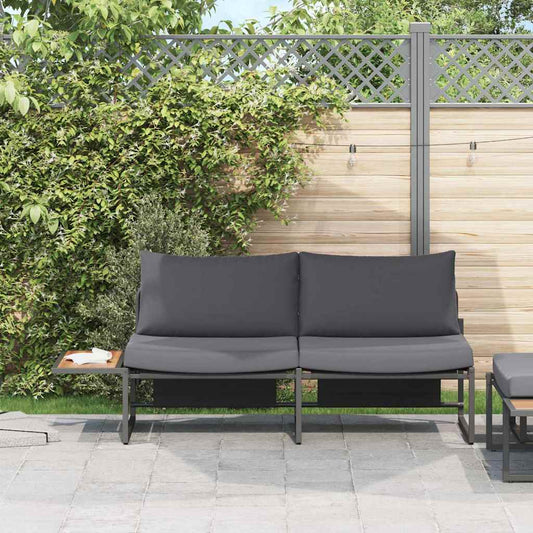 Gartensofa mit Kissen Braun 200.5 x 70 x 85.5 cm Metall