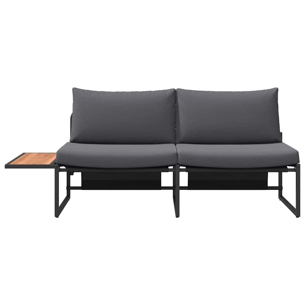Gartensofa mit Kissen Braun 200.5 x 70 x 85.5 cm Metall