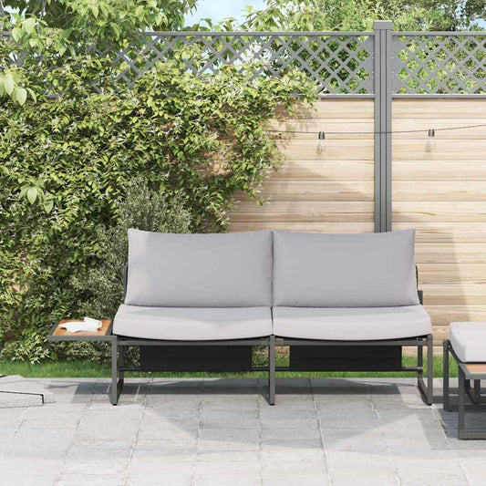 Gartensofa mit Kissen Braun 200.5 x 70 x 85.5 cm Metall