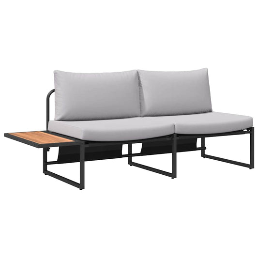 Gartensofa mit Kissen Braun 200.5 x 70 x 85.5 cm Metall
