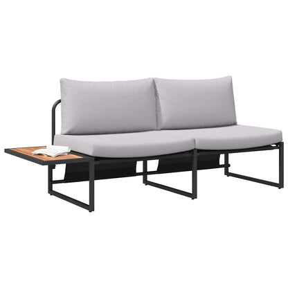 Gartensofa mit Kissen Braun 200.5 x 70 x 85.5 cm Metall