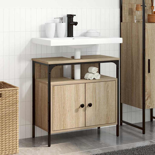 Badezimmerschrank mit Tür Beige 60 x 30 x 60 cm Holzwerkstoff