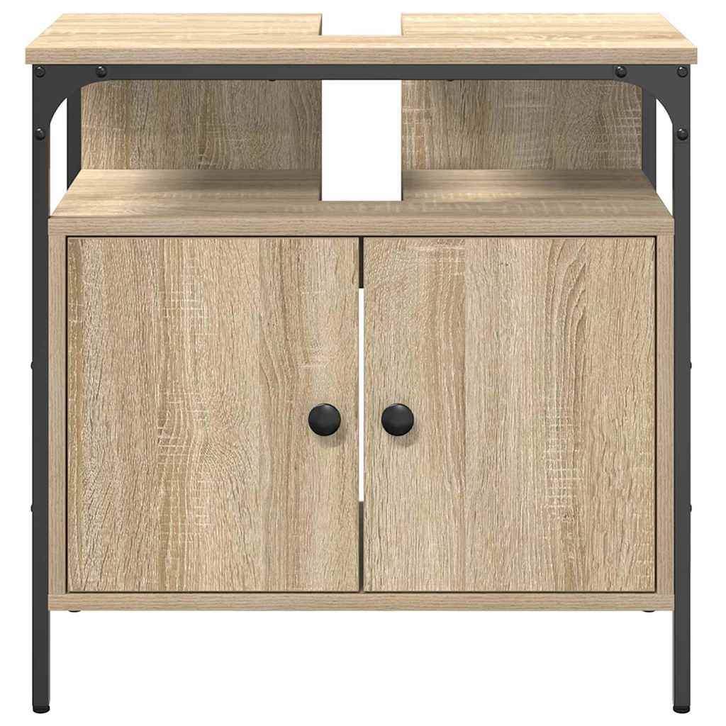 Badezimmerschrank mit Tür Beige 60 x 30 x 60 cm Holzwerkstoff