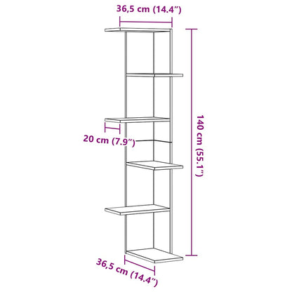 Eckregal Schwarze Eiche 36.5 x 36.5 x 140 cm Holzwerkstoff