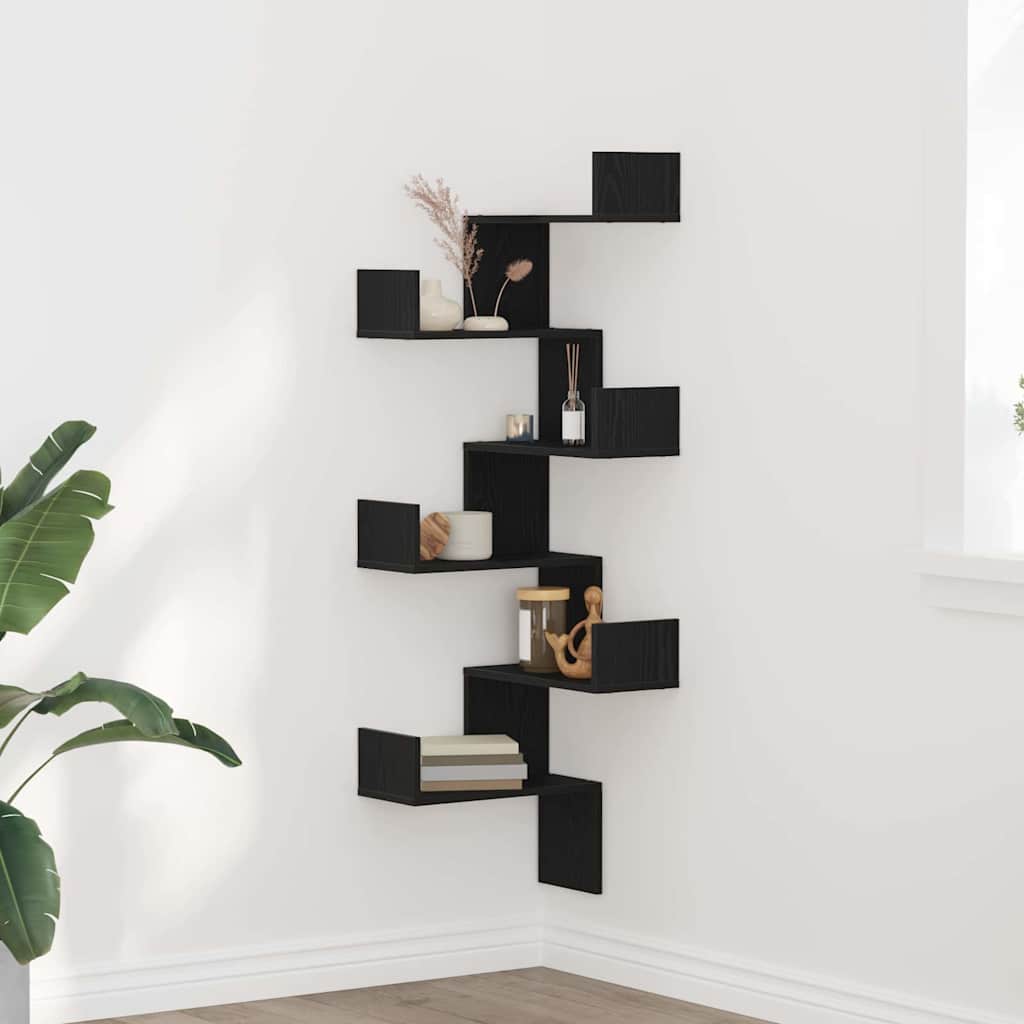 Wand-Eckregal Schwarze Eiche 45 x 45 x 147 cm Holzwerkstoff