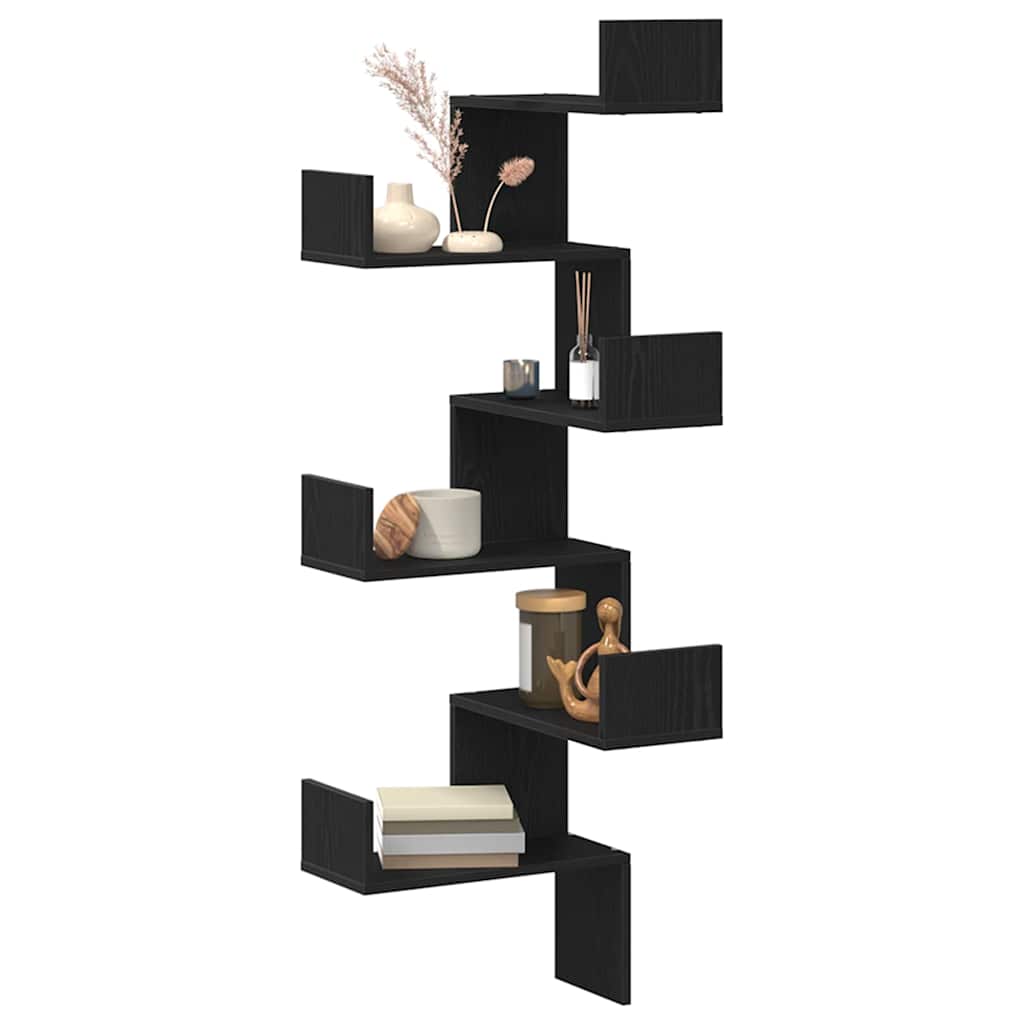 Wand-Eckregal Schwarze Eiche 45 x 45 x 147 cm Holzwerkstoff