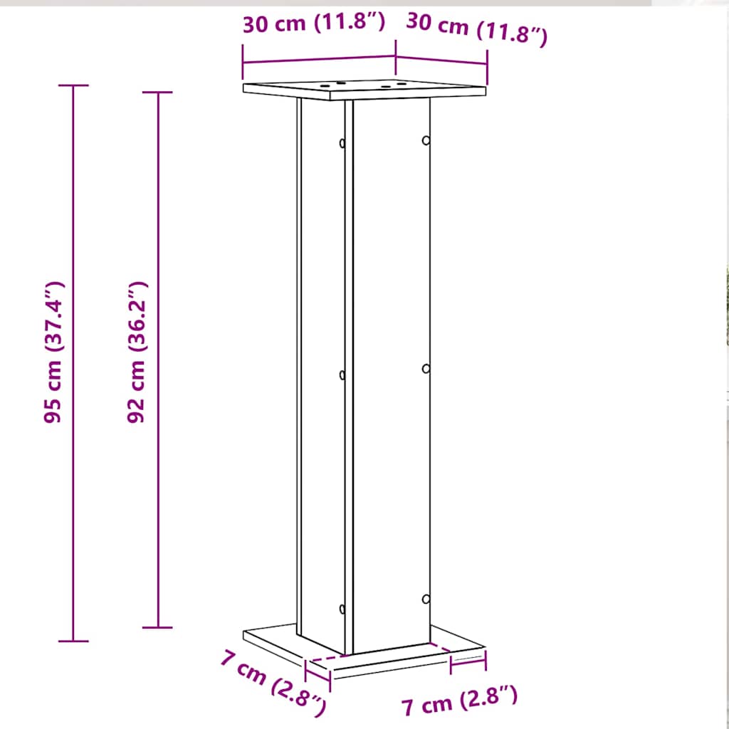 Lautsprecherständer 2 pcs Schwarze Eiche 30 x 30 x 95 cm