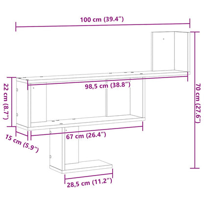 Wandregal Schwarz Eichen-Optik 100x15x70 cm Holzwerkstoff