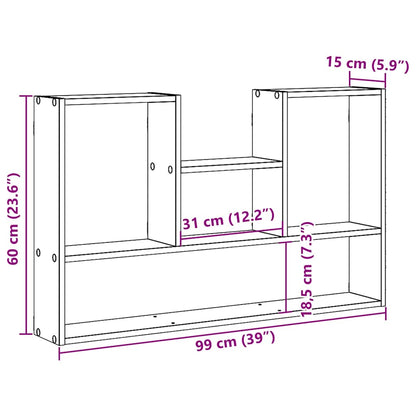 Wandregal Schwarz Eichen-Optik 99x15x60 cm Holzwerkstoff