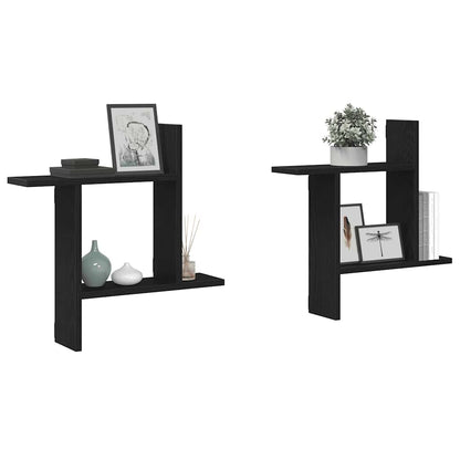 Wandregale 2 Stk. Schwarz Eichen-Optik 50x12x50cm Holzwerkstoff