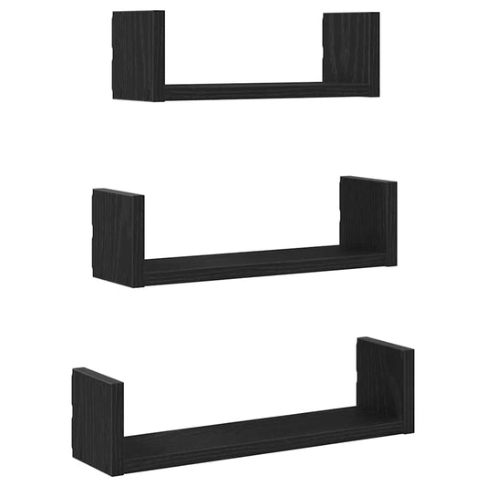 Wandregale 3 Stk. Schwarz Eichen-Optik Holzwerkstoff