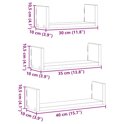 Wandregale 3 Stk. Schwarz Eichen-Optik Holzwerkstoff