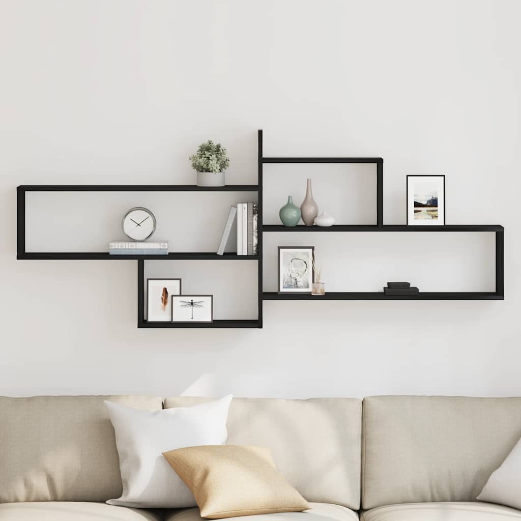 Wandregal Schwarz Eichen-Optik 167,5x18x68 cm Holzwerkstoff